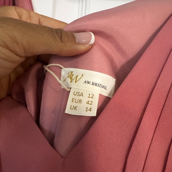 AW Bridal Elegant Rose Colored Ruffle Dress Sz 12 Formal/Bridesmaid/WeddingGuest - Picture 2 of 4